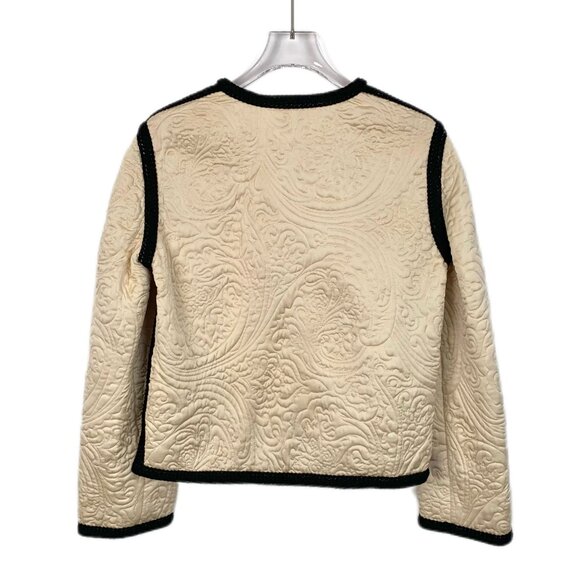 Celine Khaki Quilted Silk Satin Jacket With Black Trim Size XS 36 New With Tags - Picture 2 of 8